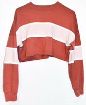 Missguided Women's Pink Rose Striped Color Block Crop Sweatshirt Size 2