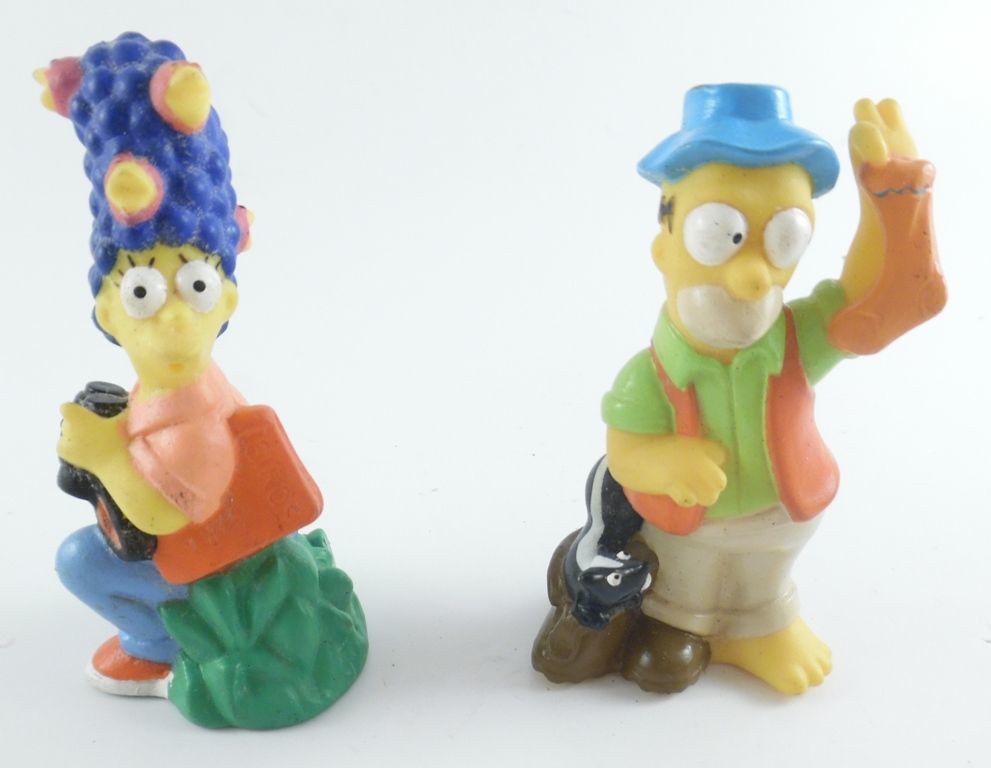 Homer & Marge Simpson CAMPING Figures 1990 The Simpsons Fishing Bird ...