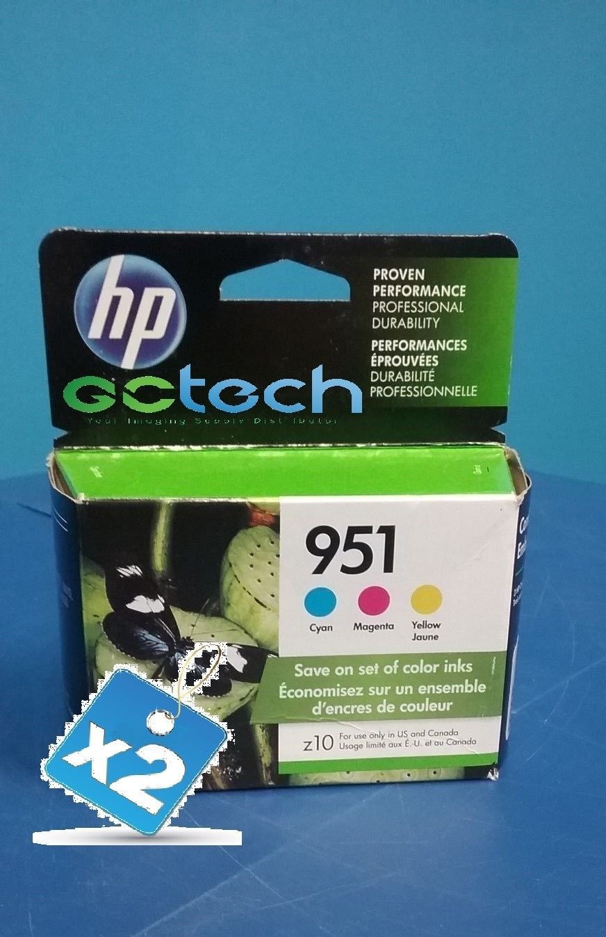 Lot Of 2 Genuine HP 951 Color Ink Cartridges, C/M/Y, Combo Pack