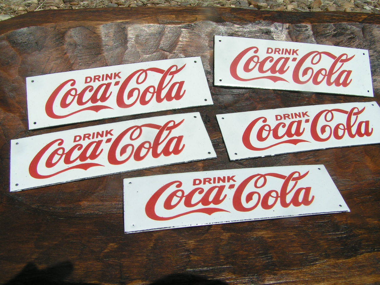 FIVE Drink Coca Cola Porcelain small Coke plaque s bz - Other Antiques