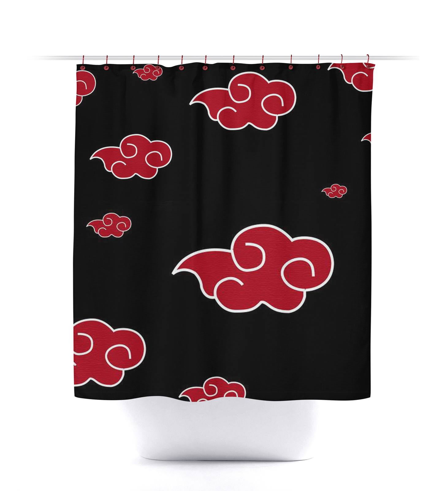 Naruto Shippuden Akatsuki Red Cloud Bath Room Shower Curtain Set