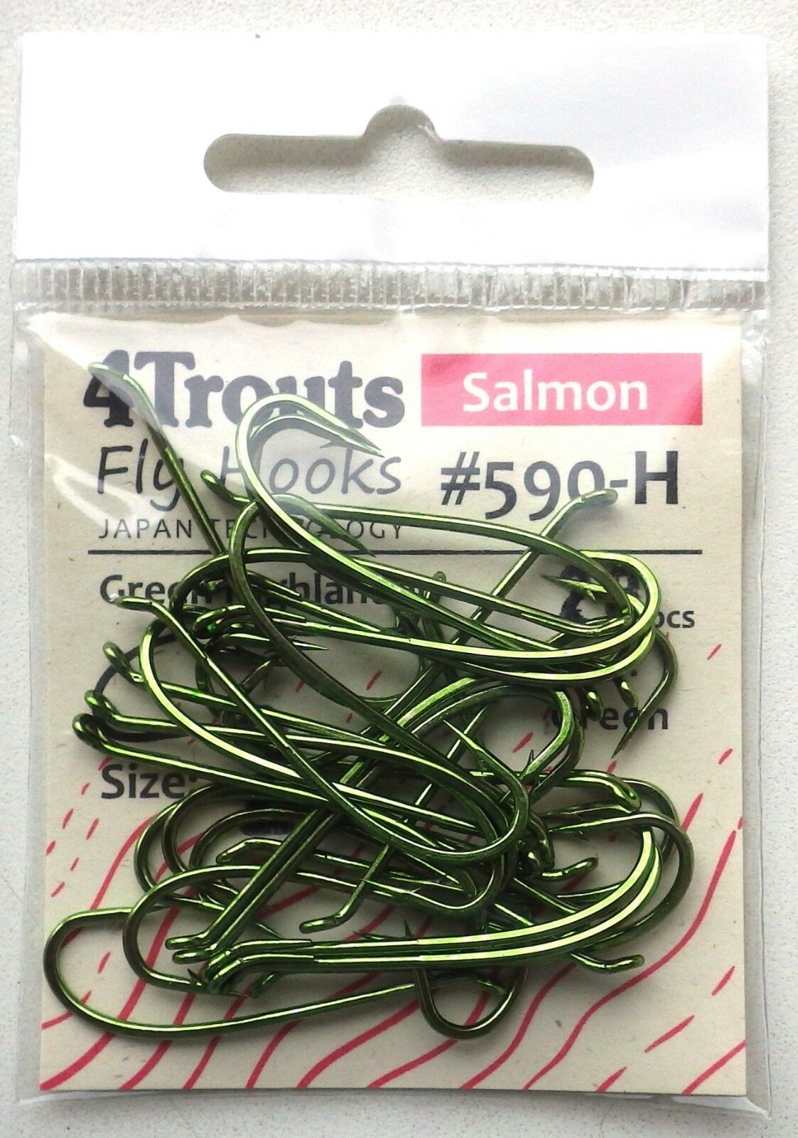 4trouts - Salmon fly hooks green highlander, size #2, green finished, classic salmon hook