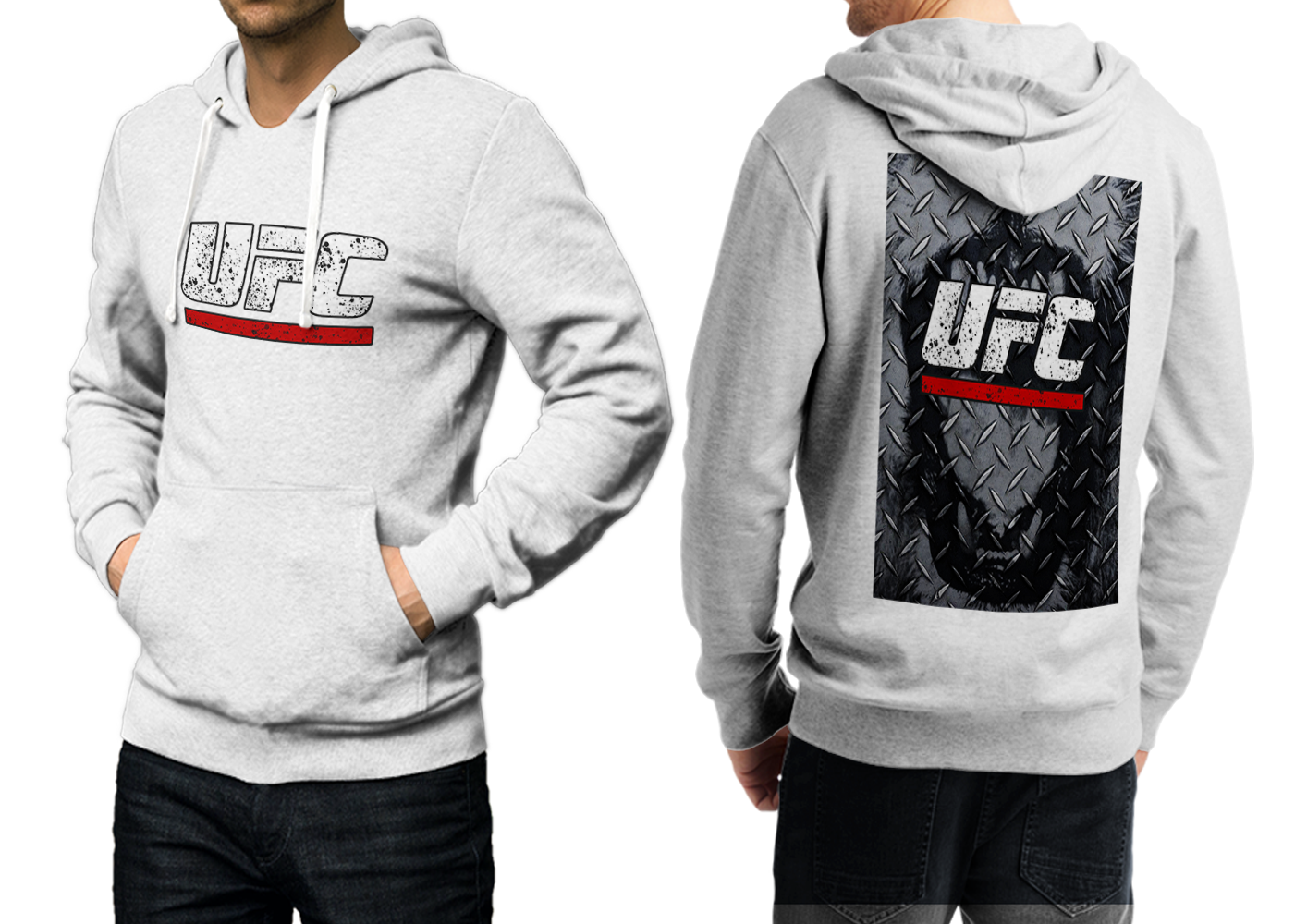 UFC MMA White Hoodie 2D For Men - Hoodies & Sweatshirts