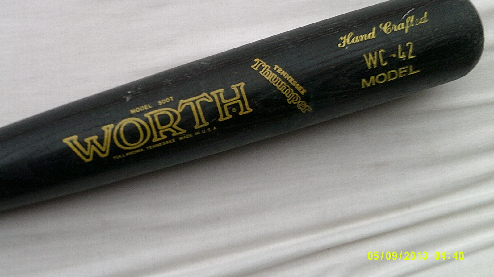 FANTASTIC! HAND CRAFTED WORTH TENNESSEE THUMPER BASEBALL BAT FROM THE