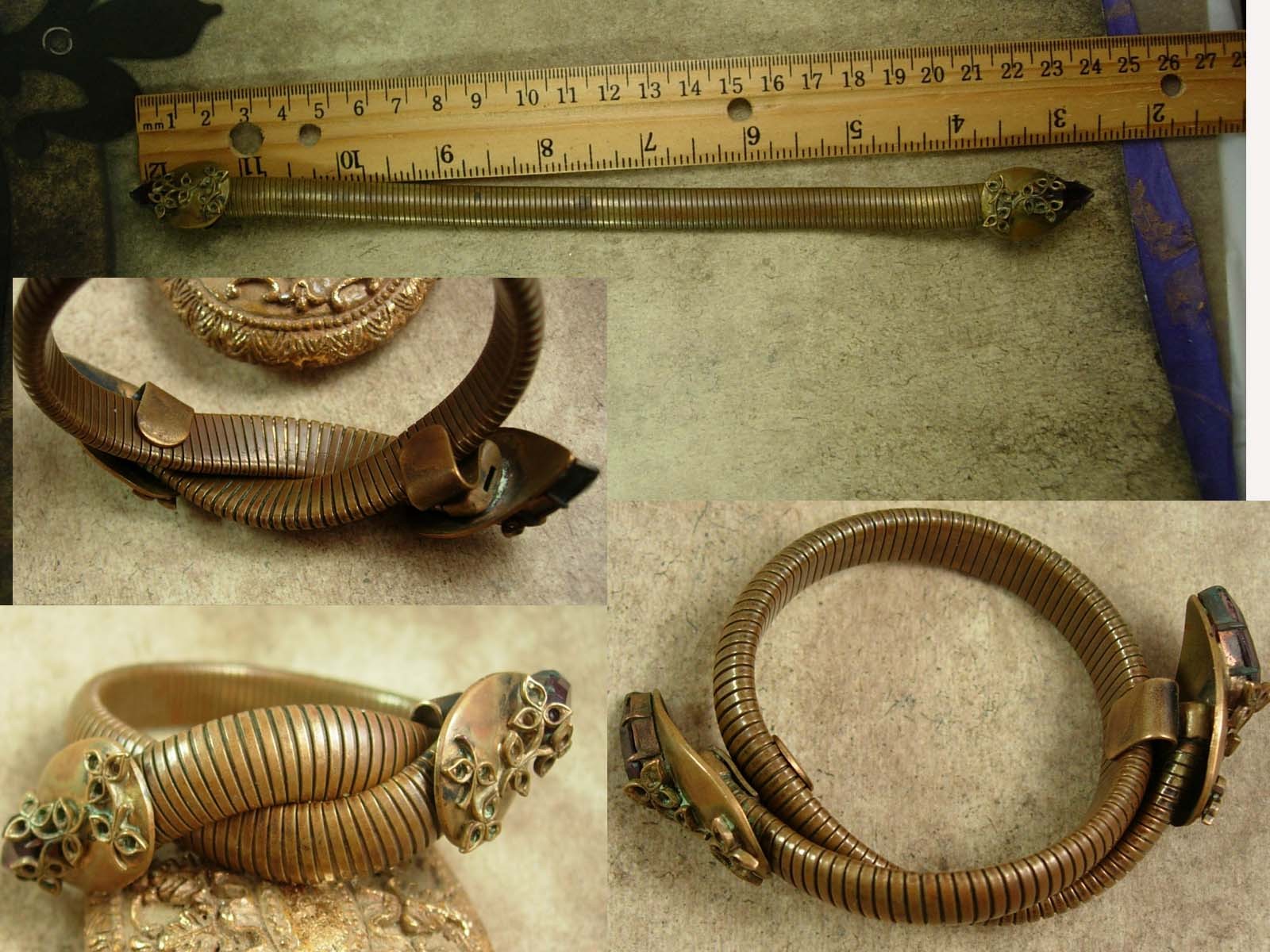 Antique Snake Bracelet Vintage Cleopatra's delight Wide Serpent coils