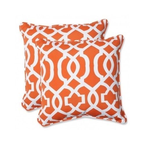 Outdoor PatioThrow Pillows Accent Loveseat Lounge Sunroom Orange White Design - $77.40