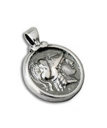 Goddess Athena &amp; Nike Stater - Greek Coin Sterling Silver Pendant  - $35.00