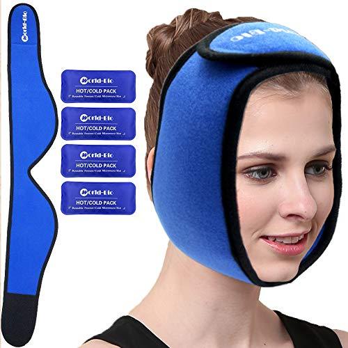 Face Ice Pack Wrap for Jaw, Head and Chin Pain 4 Reusable Hot Cold
