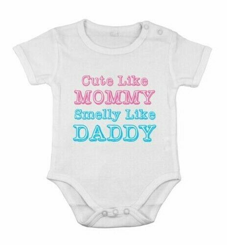 Cute like Mommy smelly like Daddy one funny kids birthday Romper humor Shower