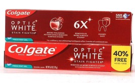 2 Ct Colgate 6 Oz Optic White Stain Fighter Fresh Mint Gel Toothpaste Exp 7/23