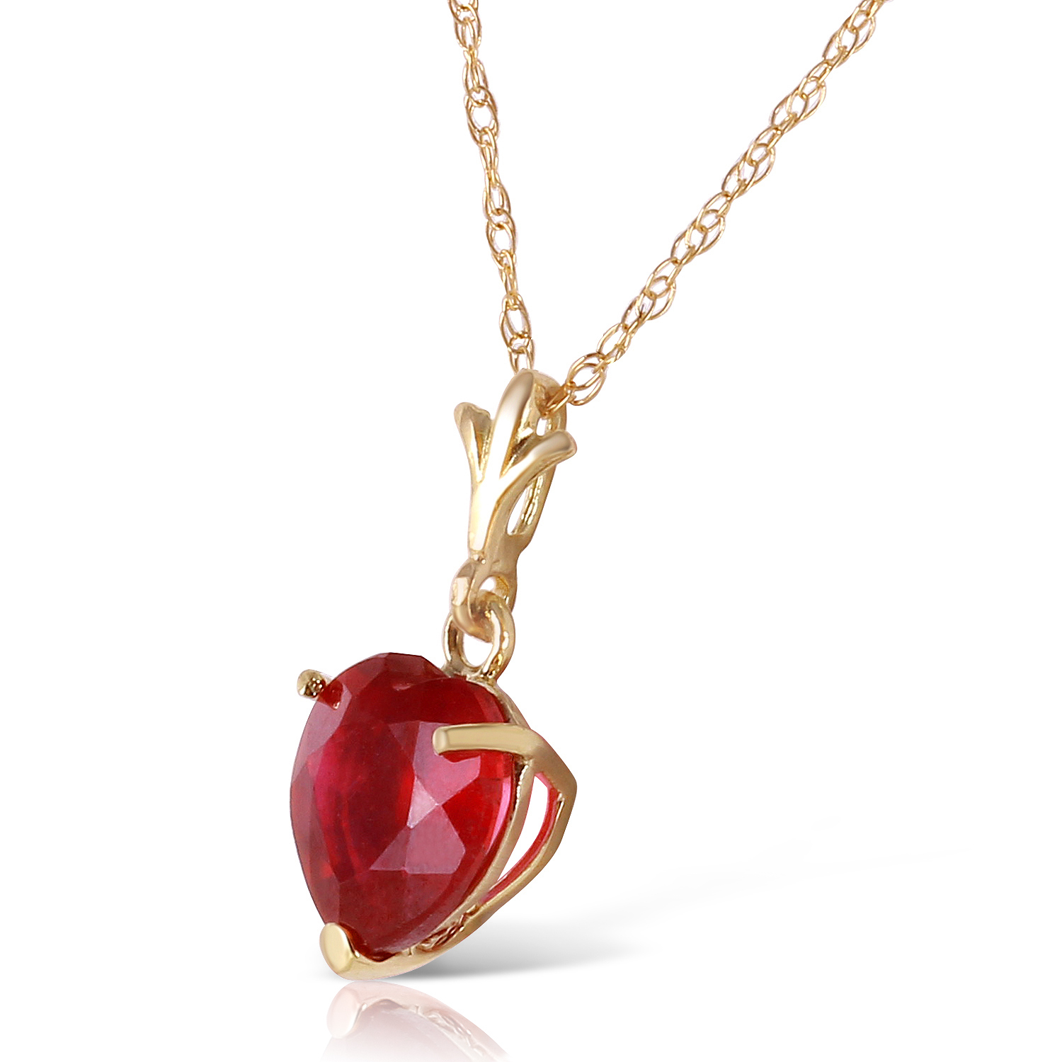 1.45 Carat 14k Solid Yellow Gold Necklace Natural Heart Ruby - Genuine ...