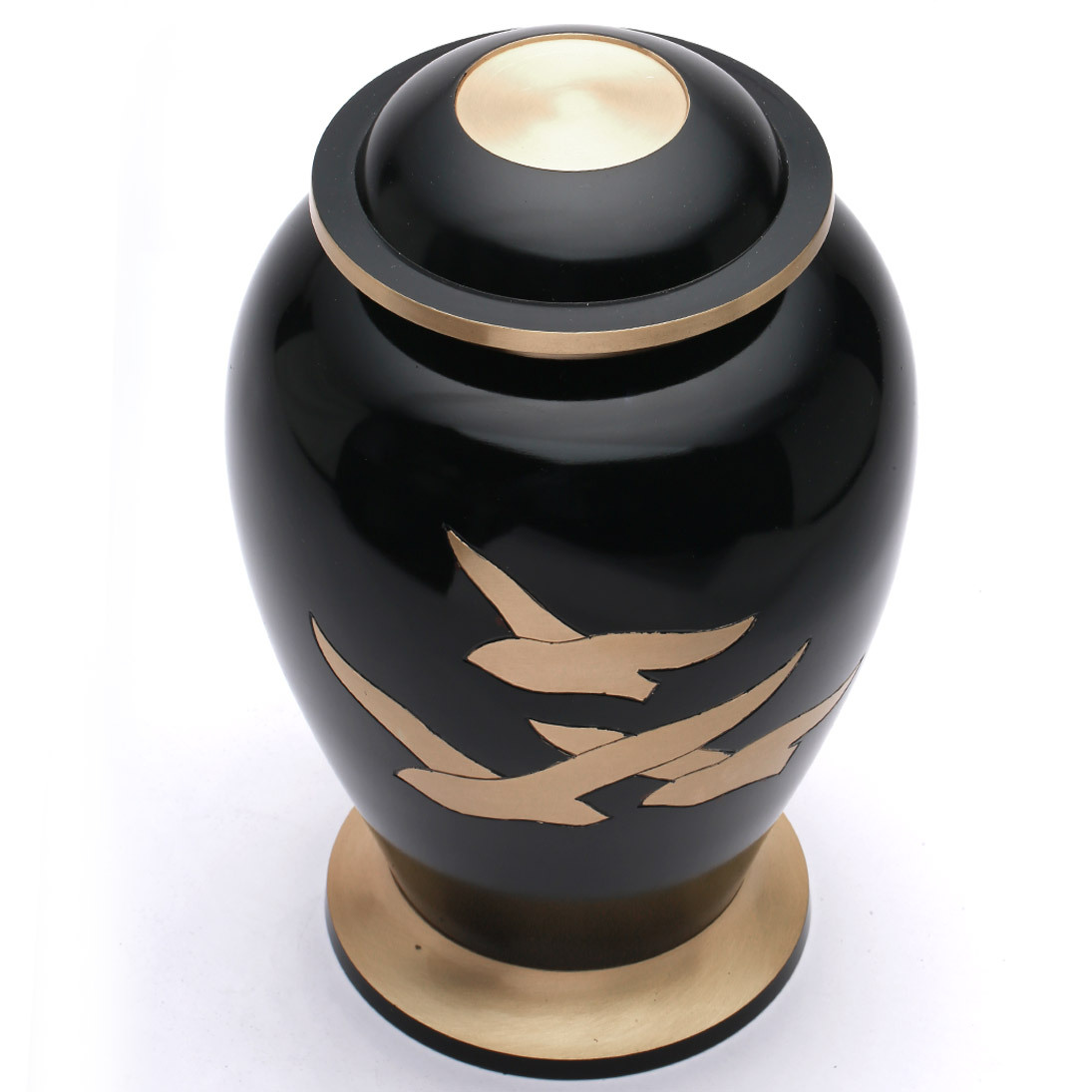 Large Going Home Black Adult Urn for Human Ashes, Brass Memorial