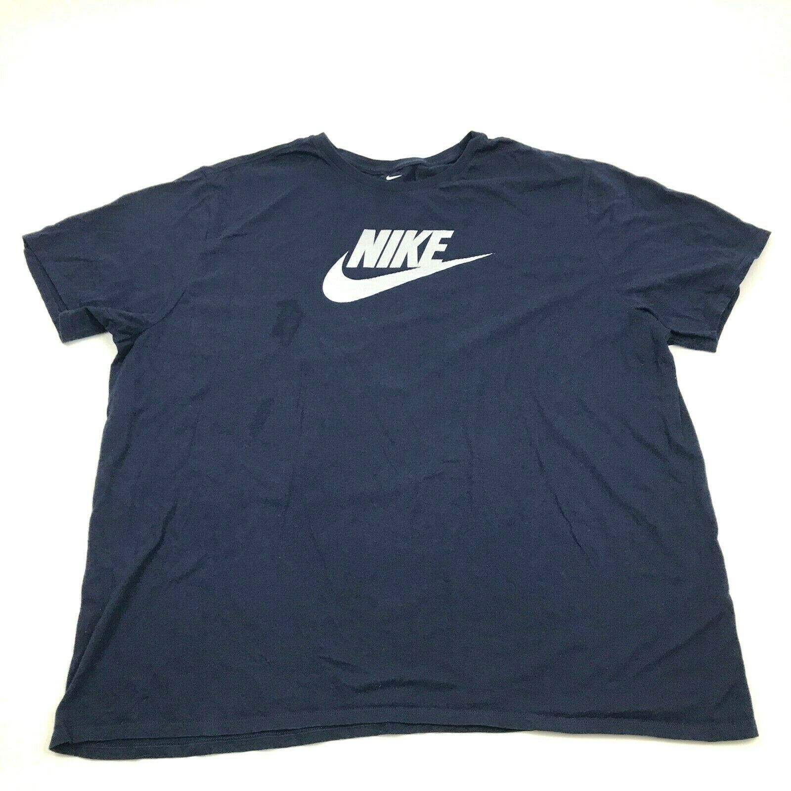 Nike Logo Shirt Men Size 3XL XXXL Athletic Cut Navy Blue White Graphic ...