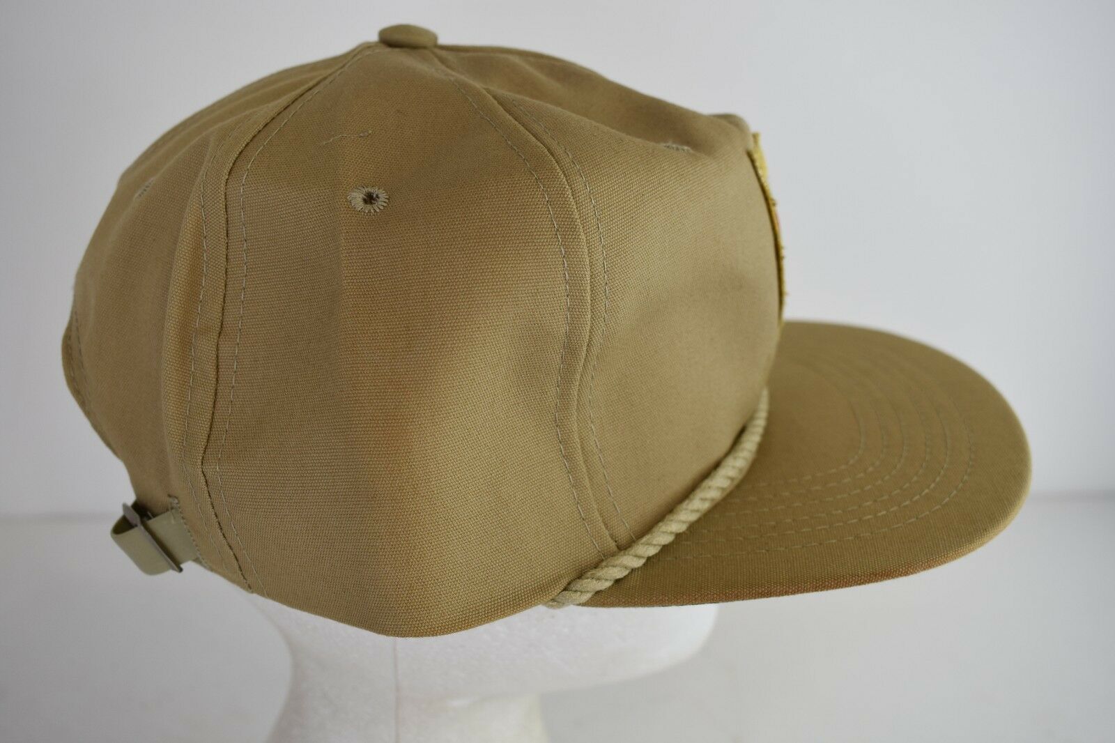 Vintage Golf Patch Logo Tan Adjustable Strapback Hat Captains Hat - Hats