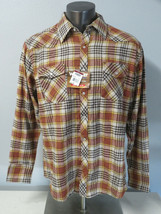 Mens Wrangler Peal Snap Western Shirt Brown Plaid Size XL Cotton New Wit... - $24.74