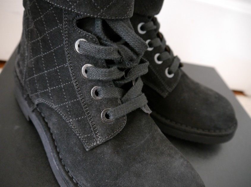 chanel suede combat boots