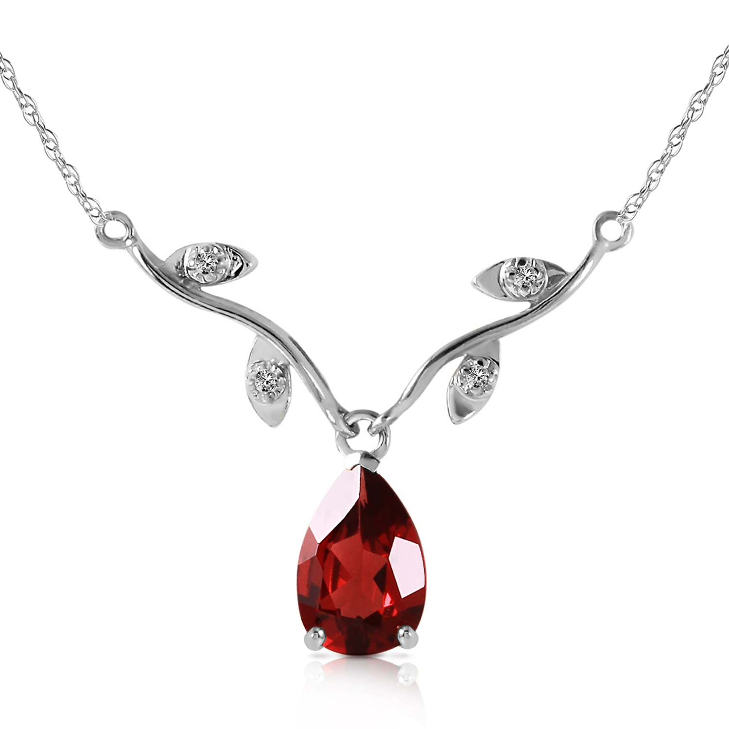 1.52 CTW 14k Solid White Gold Shiny Personality Garnet Diamond Necklace