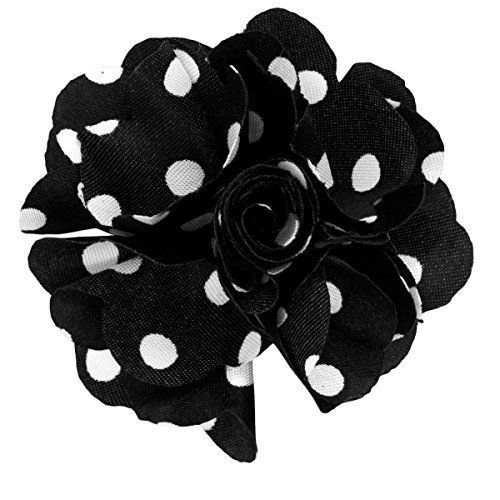 Mens Black And White Polka Dots Polyester Flower Lapel Pin Other