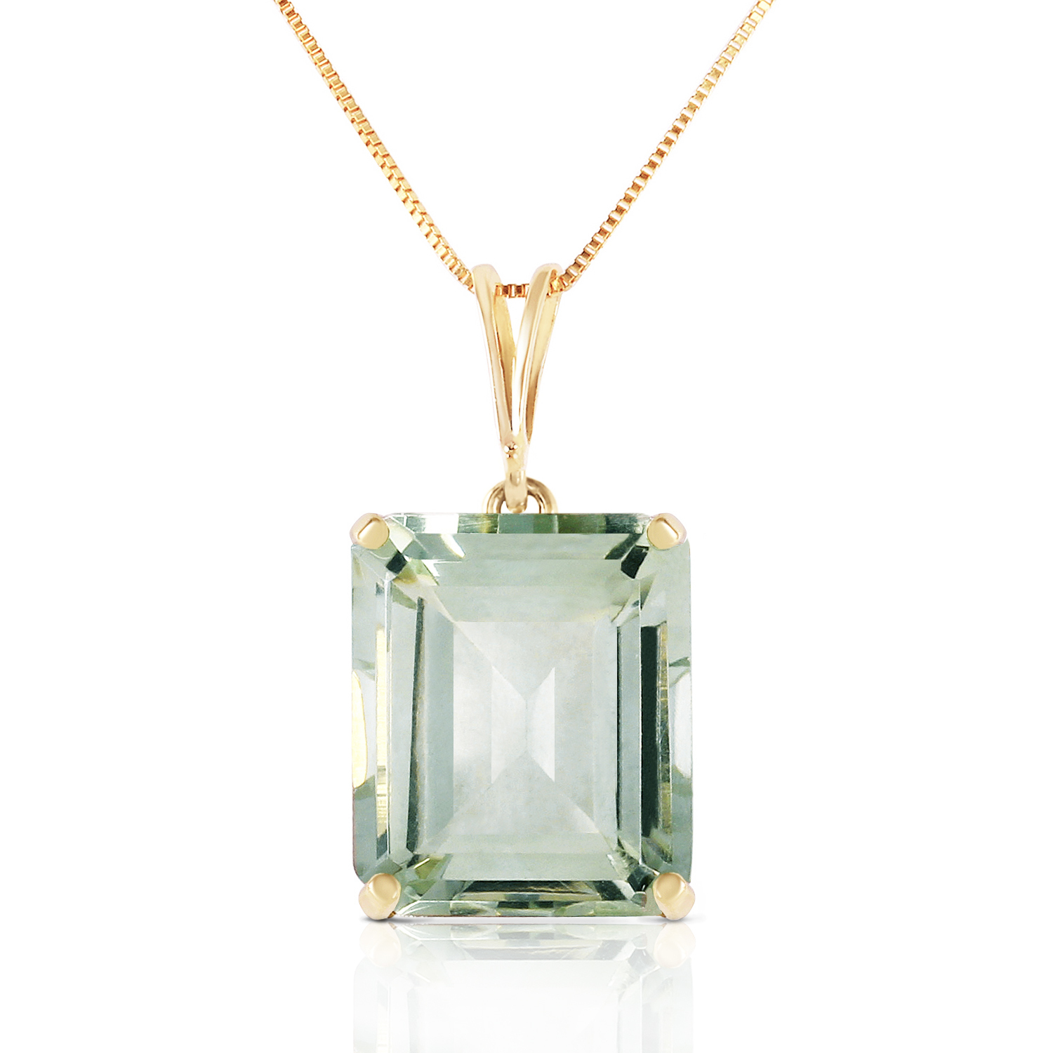 6.5 CTW 14k Solid Yellow Gold Necklace Octagon Green Amethyst