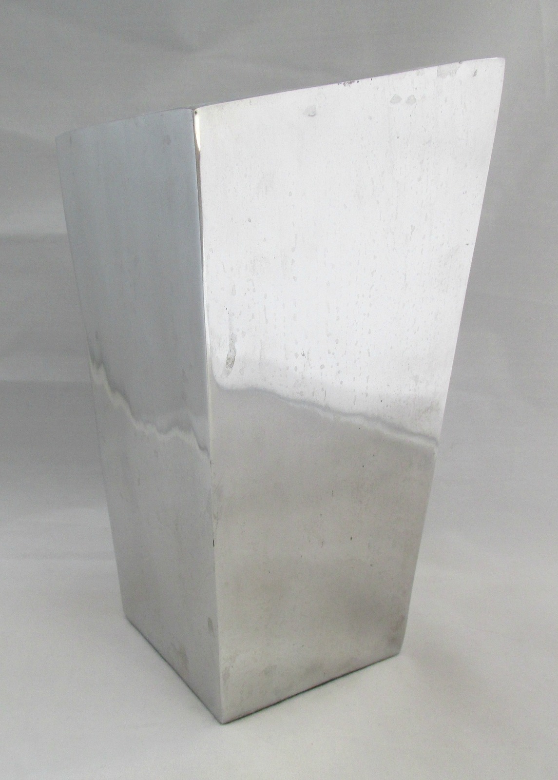 Contemporary Modern 4" Square Flower Vase Shiny Tall Metal Steampunk