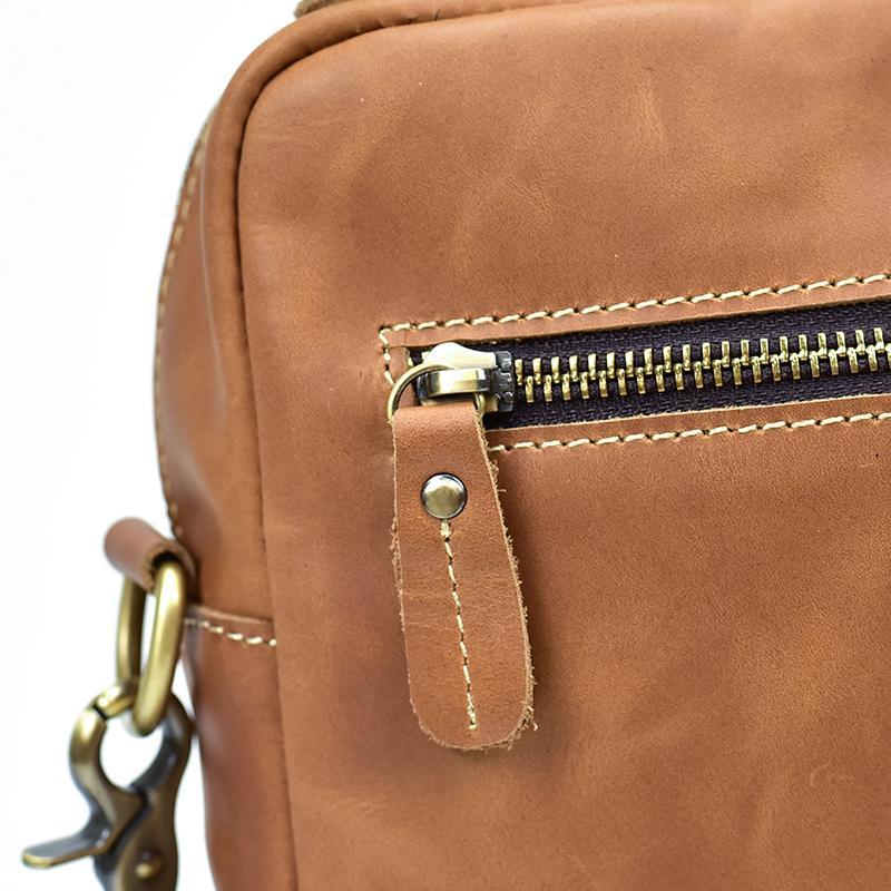 Men's Crazy horse leather shoulder bag iPad Real leather messenger bag ...