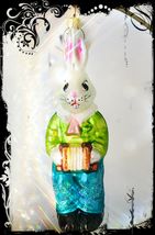 Authentic Christopher Radko Bunny Rabbit W Accordion Handcrafted Glass Ornament - $99.00