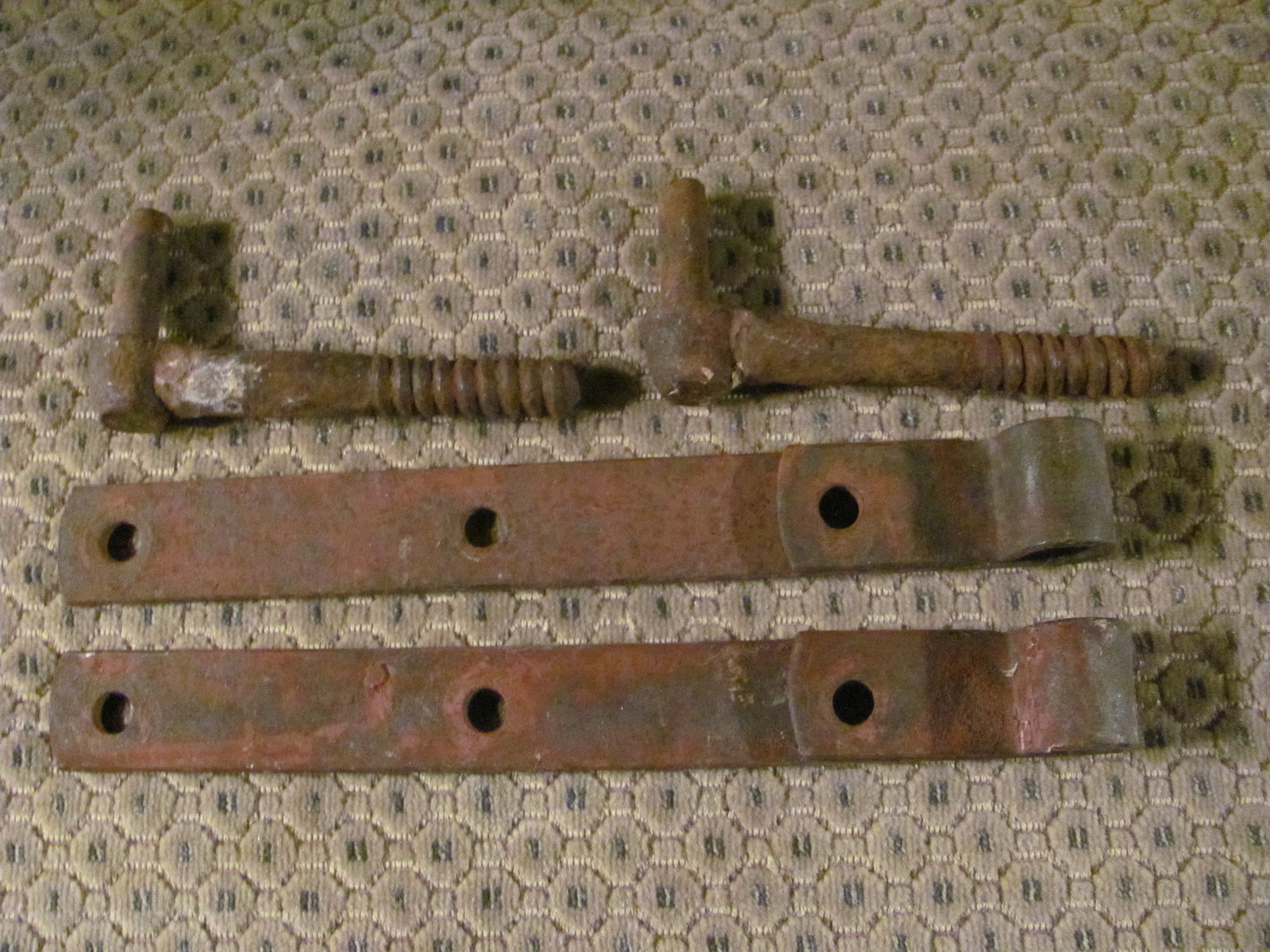 Pair of 10" Hand Barn Door Hinges W. Screw in Pintles Early