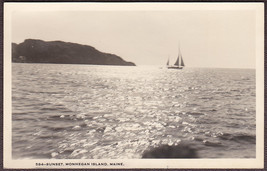 Monhegan Island, ME RPPC Sailboat at Sunset - Lorimer E. Bracket Photo Card - $10.75