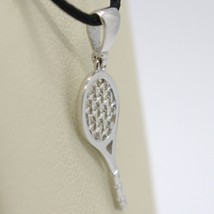 18K WHITE GOLD TENNIS RACKET PENDANT, CHARM, 20 mm, 0.8 inches, MADE IN ITALY image 2