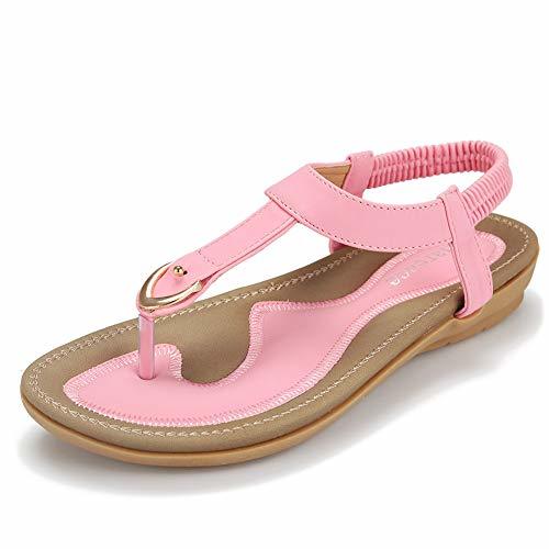 Harence Women's Casual Summer Shoes Ankle T-Strap Thong Flat Sandals 10 ...