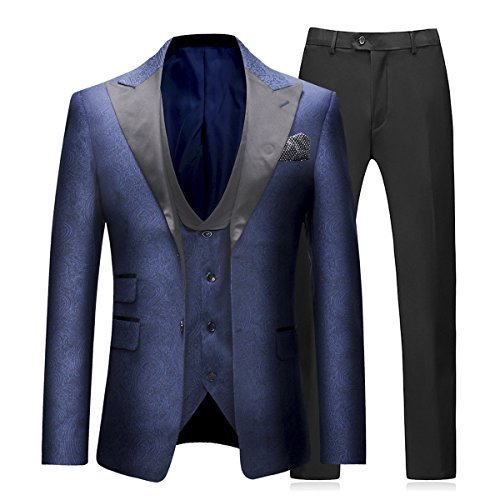 Boyland Mens 3 Piece Tuxedo Suits Jacquard Wedding Formal Wear Trousers ...