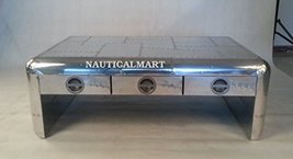 NauticalMart Vintage Aluminum Aviator - 3 Drawer Table Office Furniture image 2