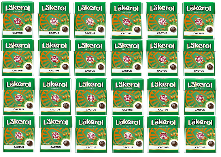 Cloetta Läkerol Cactus Sugar Free Liquorice Pastilles Candy 25g 24 Pack 21oz Food And Beverages