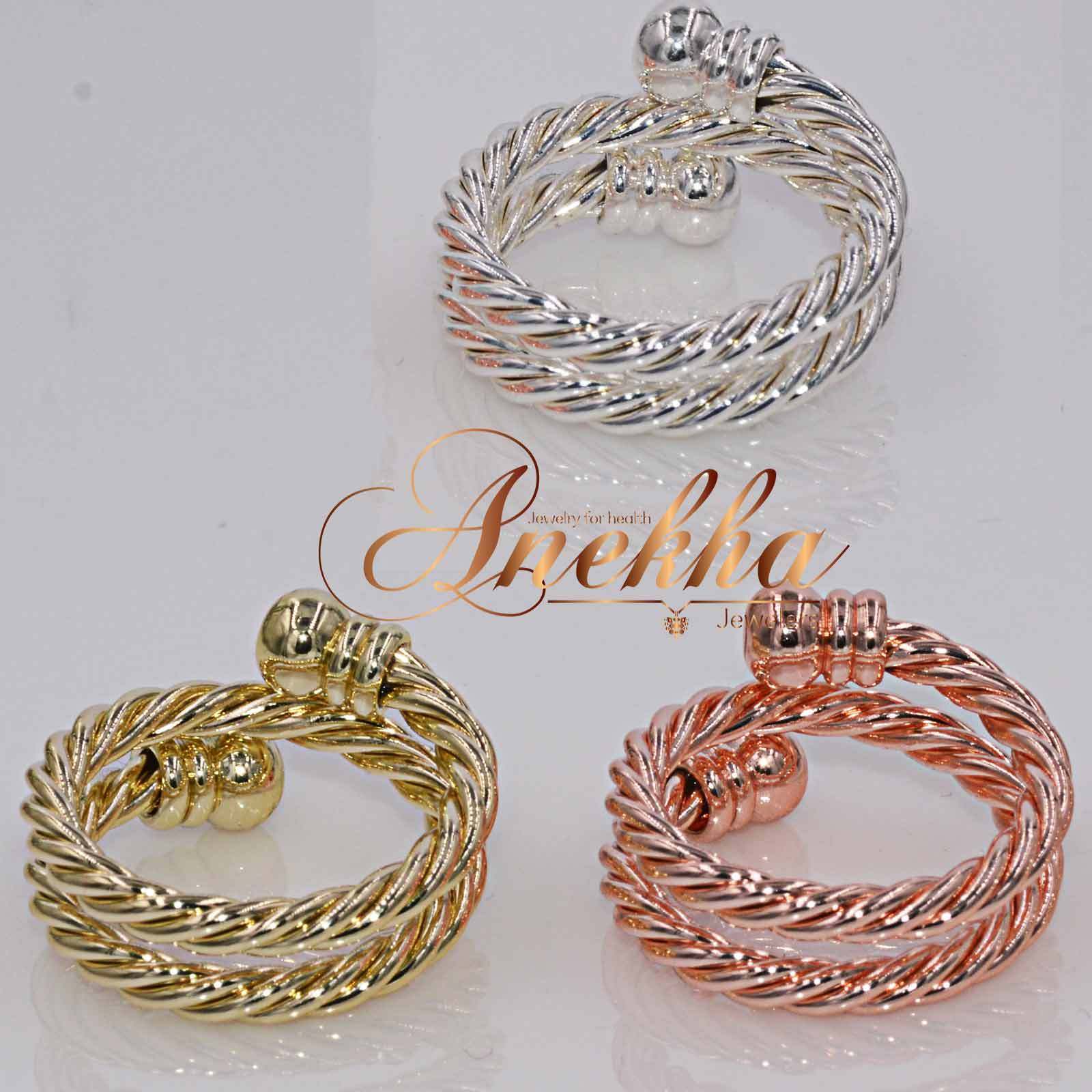 ATTRACTIVE PURE SOLID COPPER MAGNETIC WIRE RING GOLD GP / SP ARTHRITIS C02V