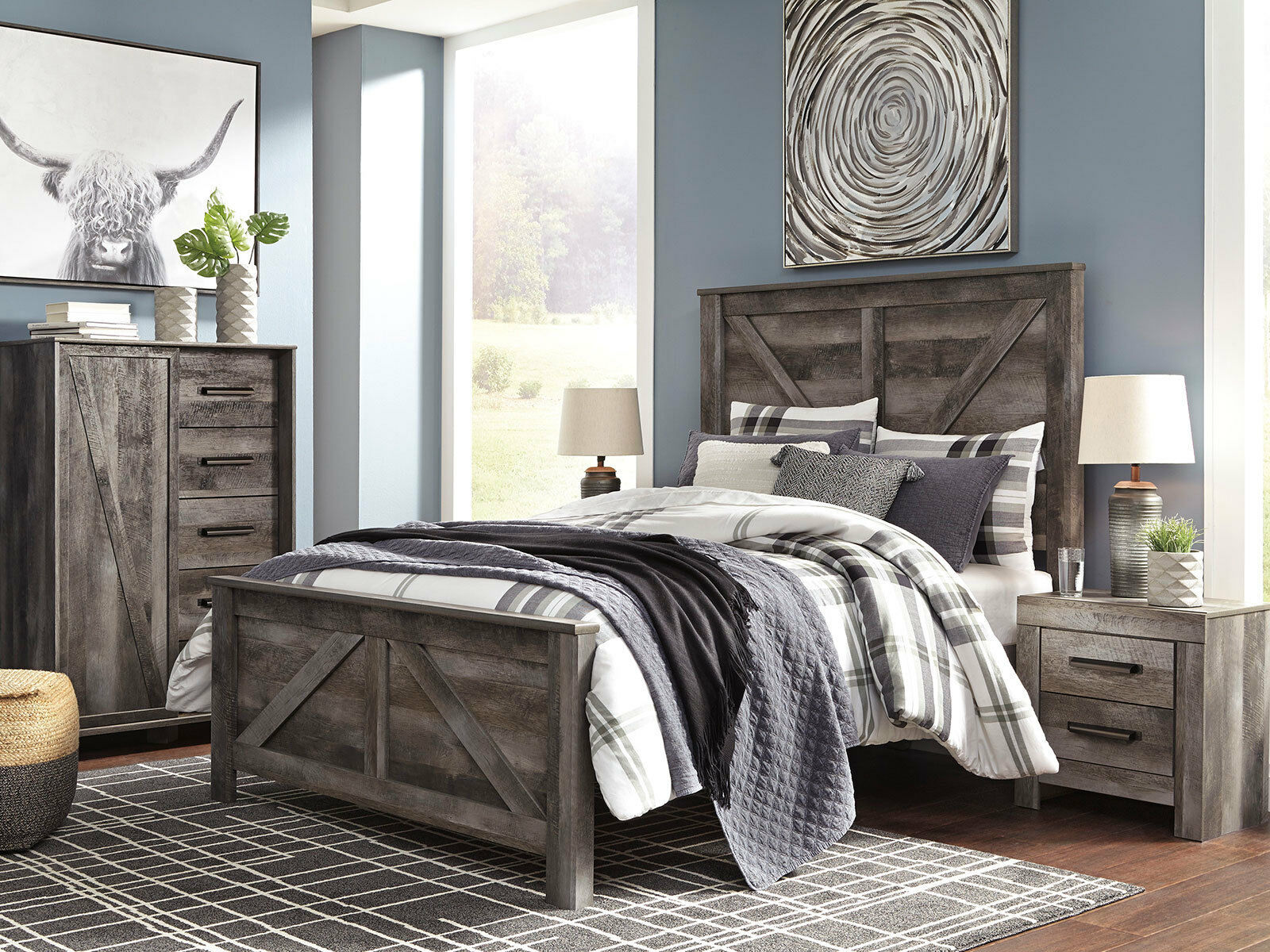 MEDINA 5 pieces Cottage Modern Gray Finish Bedroom Suite w. Queen Panel ...