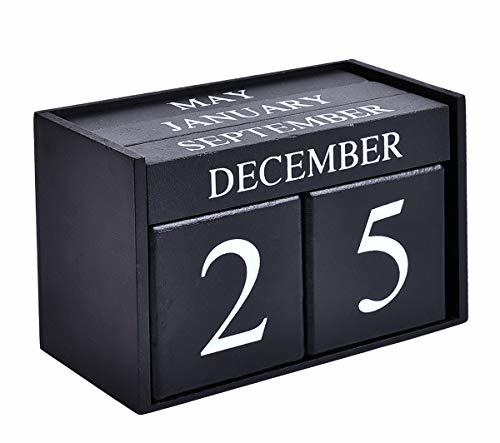 Wooden Desk Blocks Calendar Perpetual Block Month Date Display Home