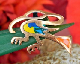 Vintage bird colorful enamel copper abstract lapel pin south america thumb200