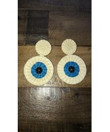 Stud Evil Eye Straw Palm Raffia earrings Handcrafted In Colombia nEW - $34.65