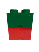 Large Green Red Lot 2 Lego Stackable Storage Organizer Brick Box Container Bin image 1