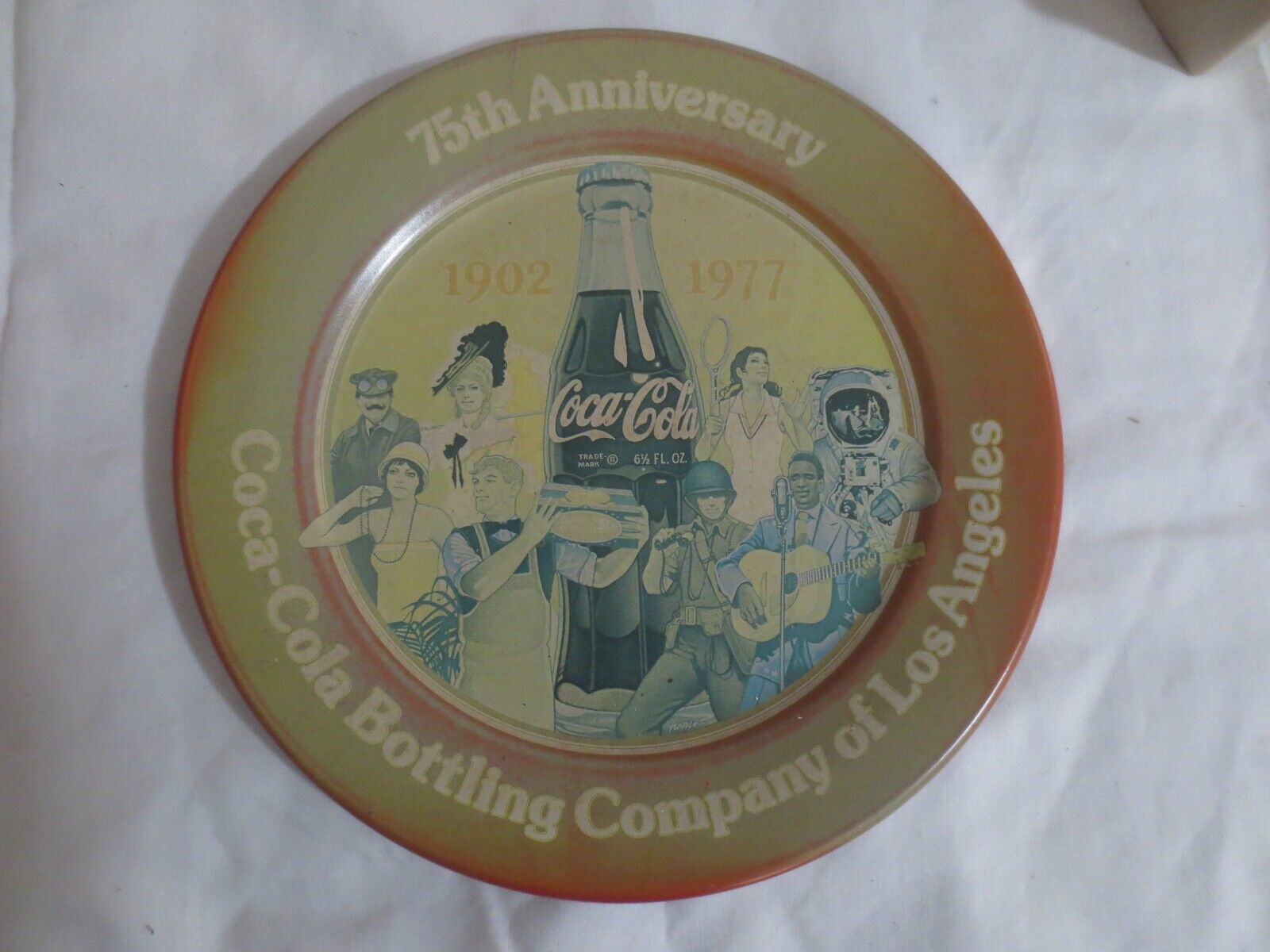 Primary image for Coca-Cola Bottling Company of Los Angeles  Round 75th Anniv Tray 1977 Faded