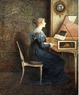 AN OLD SONG WOMAN PLAYING PIANO 1874 PAINTING BY WILLIAM JOHN HENNESSY R... - $10.96+