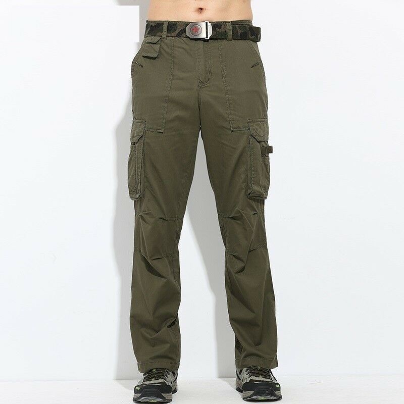 Men Pants Military Camo Color Combat Trousers Slim Flat Front New Army ...