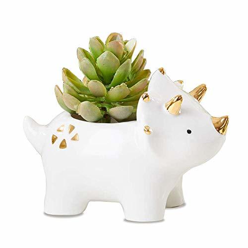 Primary image for Dinosaur Ceramic Planter, Triceratop Flower Pot for Kids Room Decoration, Cute S