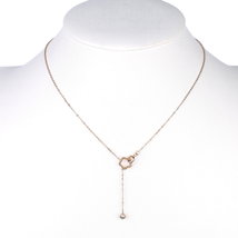 Rose Gold Tone Necklace With Clover Pendant & Swarovski Style Crystal - $23.99