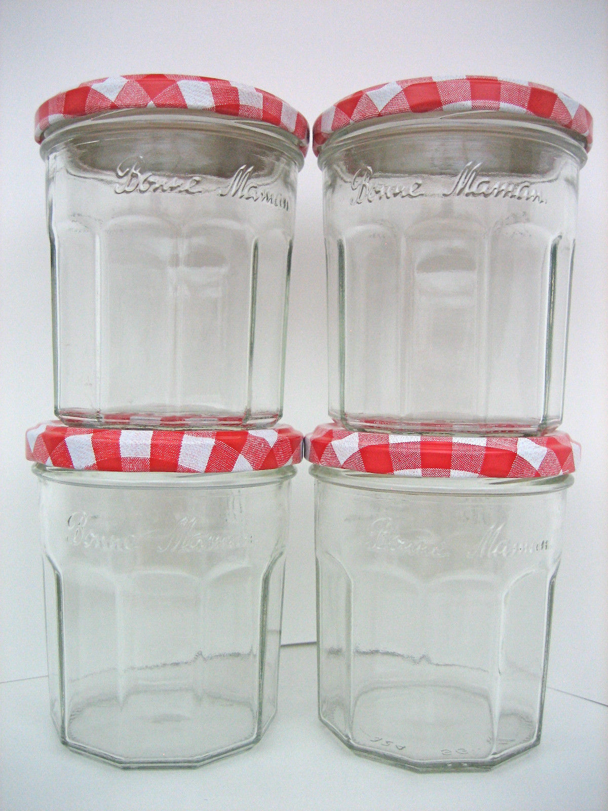 4 Bonne Maman Empty Jam Jelly Glass Jars & Lids Other Craft Storage