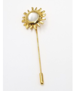 VTG Smithsonian Avon Sunburst Opalescent Cabochon Sun Gold Tone Stick Pin - $12.99
