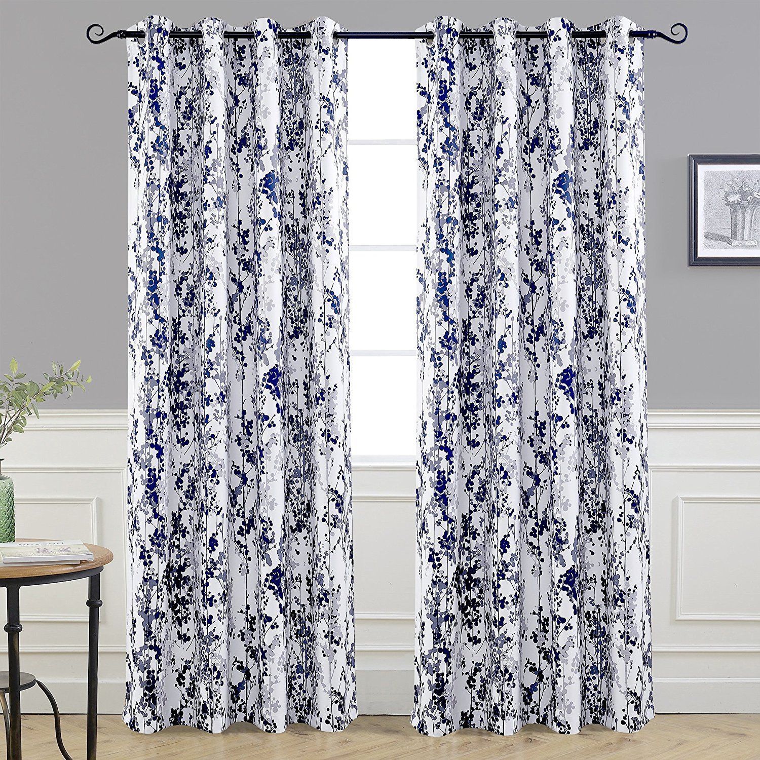 blue and silver curtains