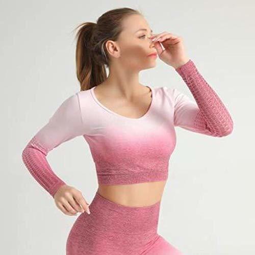 Laser Cut Seamless Set Ombre Gym Crop Top Yoga Leggings Girly Area L Rose Top