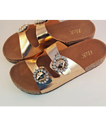 H2K KAREN STONE Buckle Ornament Rose Gold Fashion Slide Flip Flops Sanda... - $31.95