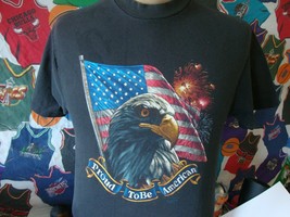 Vintage 80s Proud To Be a American Eagle Flag T Shirt M  - $35.14